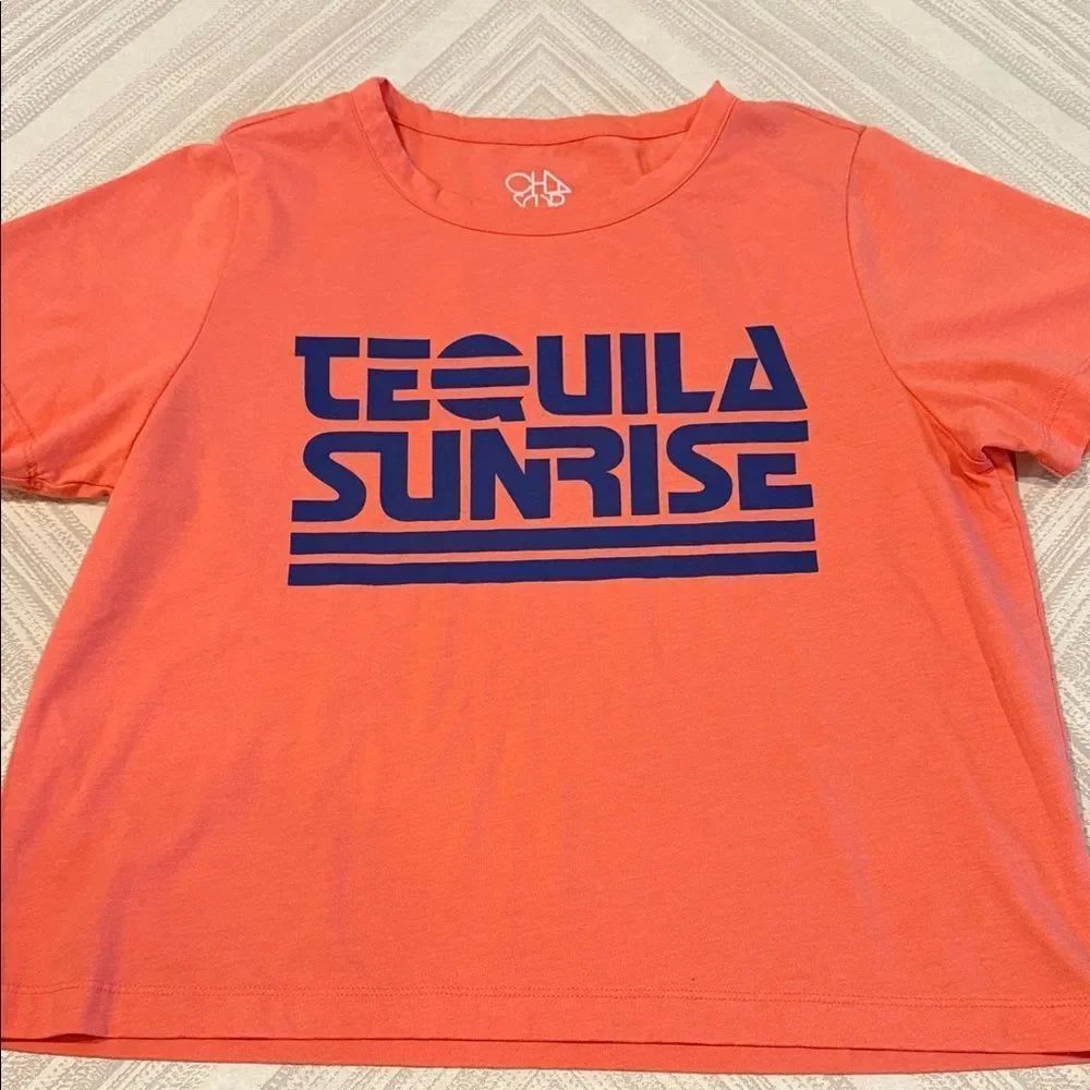 Chaser Tequila Sunrise Graphic Tee Retro 70s Orange Peel Boxy Fit Size L NWT